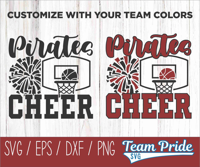 Pirate Basketball Cheer SVG Digital Download Printable - SVG, EPS, DXF, PNG SVG Team Pride SVG 