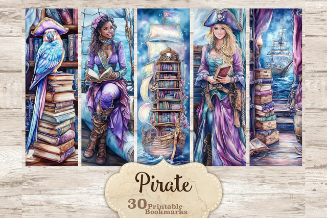 Pirate Bookmarks Printable Set | Nautical Bookmark Designs SVG GlamArtZhanna 