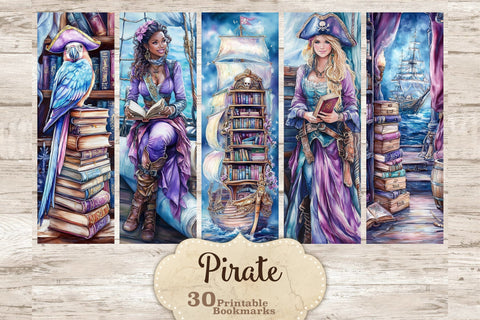 Pirate Bookmarks Printable Set | Nautical Bookmark Designs SVG GlamArtZhanna 