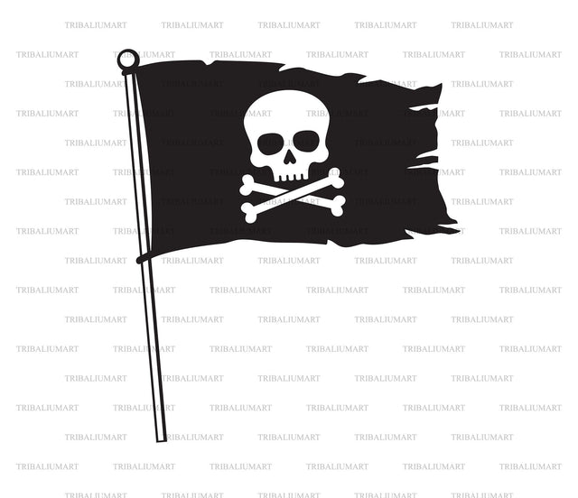 Pirate flag with skull and cross bones (Jolly Roger) SVG TribaliumArtSF 