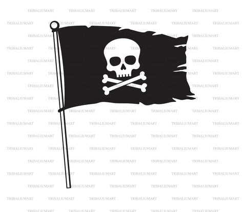 Pirate flag with skull and cross bones (Jolly Roger) SVG TribaliumArtSF 