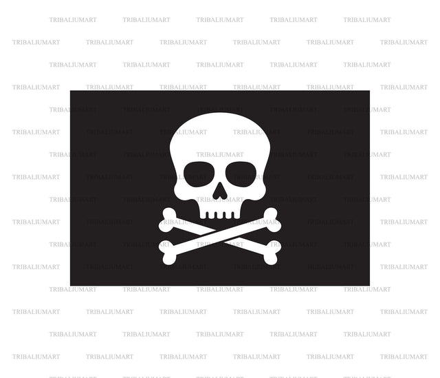 Pirate flag with skull and cross bones (Jolly Roger) SVG TribaliumArtSF 