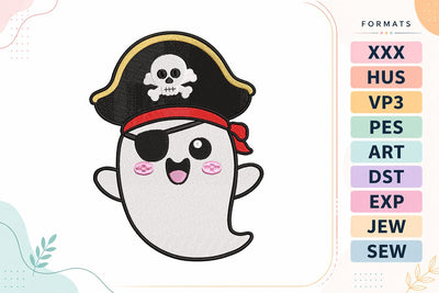 Pirate Ghost with Skull Hat Halloween Embroidery Design Embroidery/Applique DESIGNS sg embroidery 