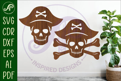 Pirate jolly roger silhouette laser cut outs SVG file SVG APInspireddesigns 