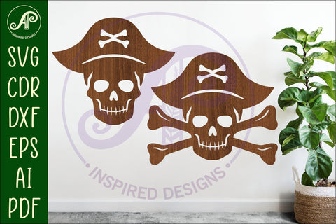 Pirate jolly roger silhouette laser cut outs SVG file SVG APInspireddesigns 