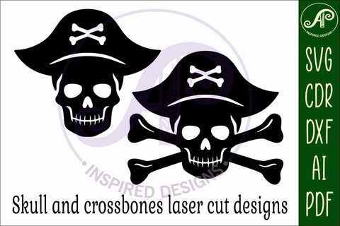 Pirate jolly roger silhouette laser cut outs SVG file SVG APInspireddesigns 