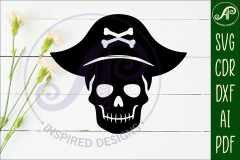 Pirate jolly roger silhouette laser cut outs SVG file SVG APInspireddesigns 