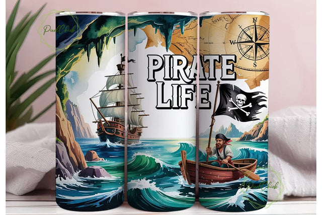 Pirate Life Adventure 20oz Tumbler Wrap Sublimation PixelChick 