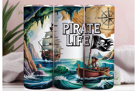 Pirate Life Adventure 20oz Tumbler Wrap Sublimation PixelChick 