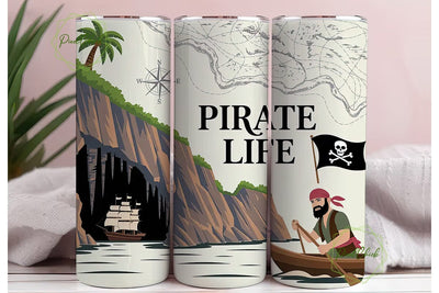 Pirate Life Adventure 20oz Tumbler Wrap Sublimation PixelChick 