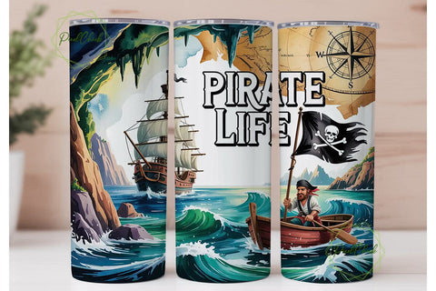 Pirate Life Adventure 20oz Tumbler Wrap Sublimation PixelChick 