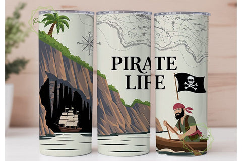 Pirate Life Adventure 20oz Tumbler Wrap Sublimation PixelChick 