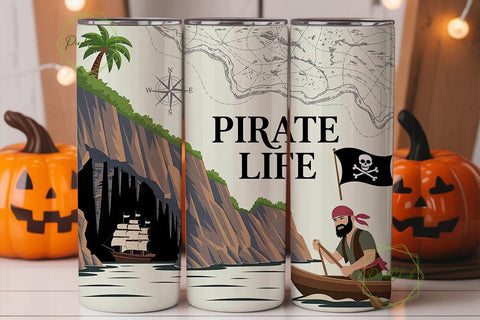 Pirate Life Adventure 20oz Tumbler Wrap Sublimation PixelChick 