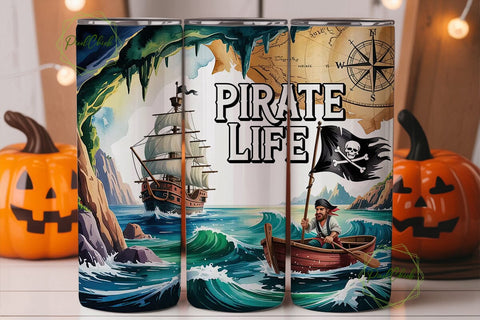 Pirate Life Adventure 20oz Tumbler Wrap Sublimation PixelChick 