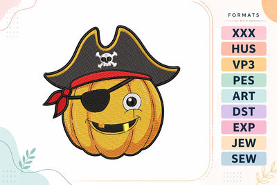 Pirate Pumpkin Jack-o'-Lantern Halloween Embroidery Design Embroidery/Applique DESIGNS sg embroidery 