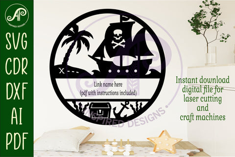 Pirate ship name wall art sign SVG APInspireddesigns 