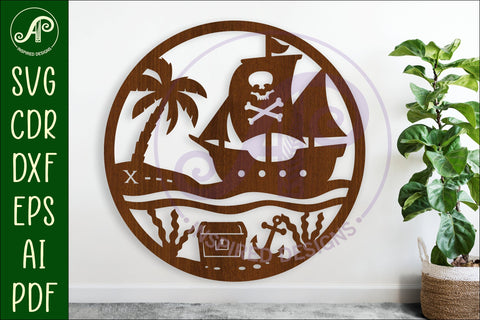 Pirate ship scene wall sign, SVG file. SVG APInspireddesigns 