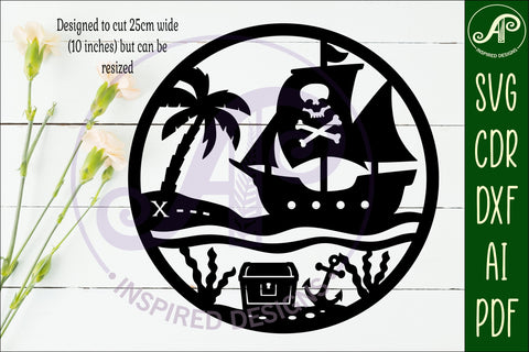 Pirate ship scene wall sign, SVG file. SVG APInspireddesigns 