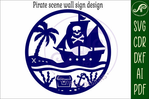 Pirate ship scene wall sign, SVG file. SVG APInspireddesigns 