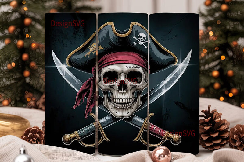 Pirate Skull 20oz Tumbler Wrap Sublimation DesignSVG 