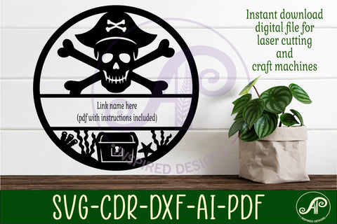 Pirate skull and crossbones name wall art sign SVG APInspireddesigns 