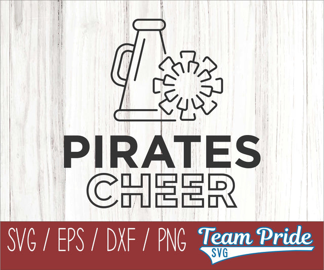 Pirates Cheer Line Art SVG Digital Download Printable - SVG, EPS, DXF, PNG SVG Team Pride SVG 