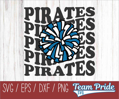 Pirates Cheer Vintage Wave SVG Digital Download Printable - SVG, EPS, DXF, PNG SVG Team Pride SVG 