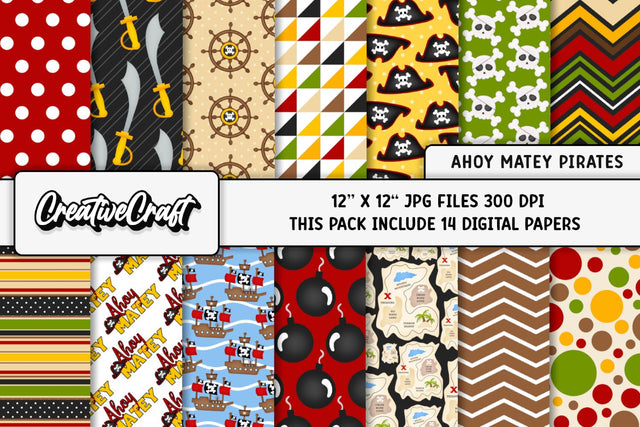 Pirates Digital Papers Scrapbook Digital Pattern CreativeCraftShop 