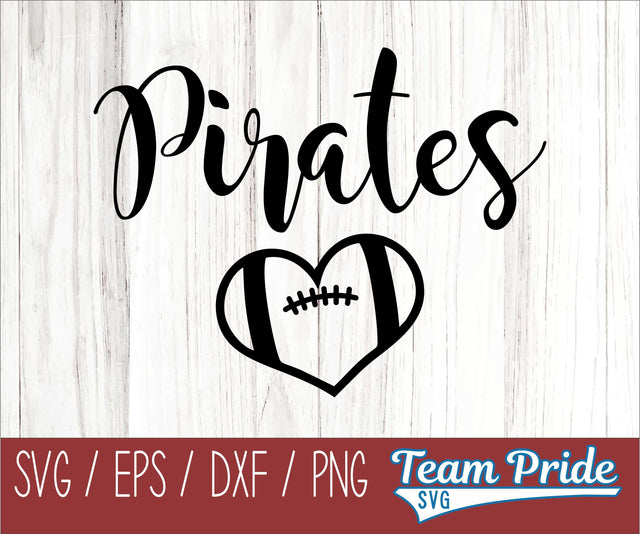 Pirates Football Heart SVG Digital Download Printable - SVG, EPS, DXF, PNG SVG Team Pride SVG 