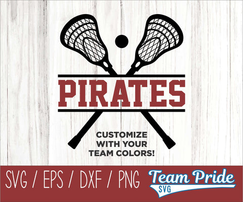Pirates Lacrosse SVG Digital Download Printable - SVG, EPS, DXF, PNG SVG Team Pride SVG 