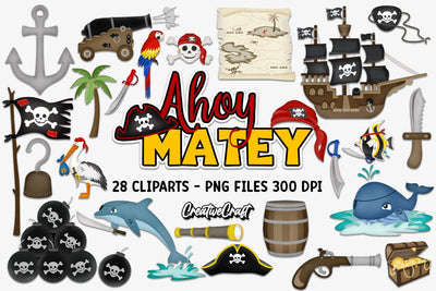 Pirates Nautical Cliparts Graphics Sublimation CreativeCraftShop 