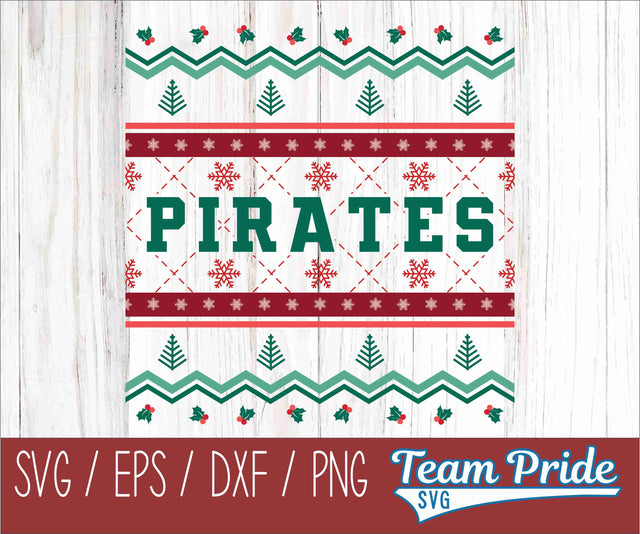 Pirates Ugly Christmas Sweater Festive Holiday Design SVG, EPS, DXF, PNG SVG Team Pride SVG 