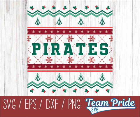 Pirates Ugly Christmas Sweater Festive Holiday Design SVG, EPS, DXF, PNG SVG Team Pride SVG 