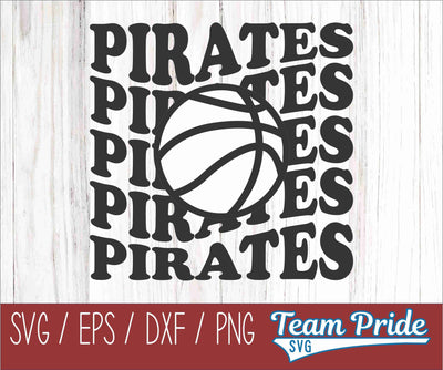 Pirates Vintage Wave Basketball SVG Digital Download Printable - SVG, EPS, DXF, PNG SVG Team Pride SVG 
