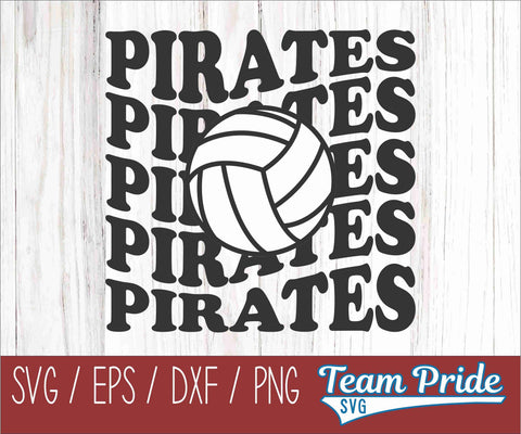 Pirates Volleyball Retro Wave SVG Digital Download Printable - SVG, EPS, DXF, PNG SVG Team Pride SVG 