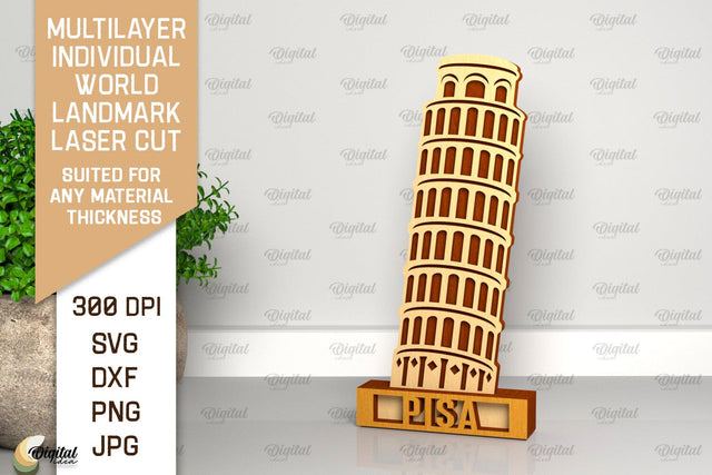 Pisa Landmark Laser Cut. Multilayer Decor SVG SVG Evgenyia Guschina 