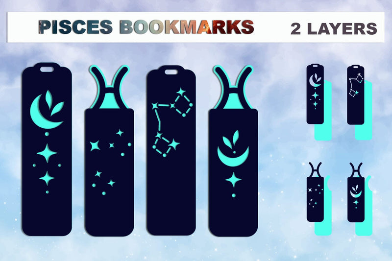 Pisces bookmarks svg, Zodiac sign Layered bookmarks svg SVG AnastasiyaArtDesign 