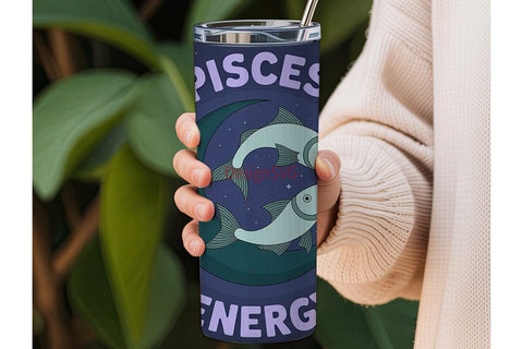 Pisces Energy 20oz Tumbler Wrap Sublimation DesignSVG 