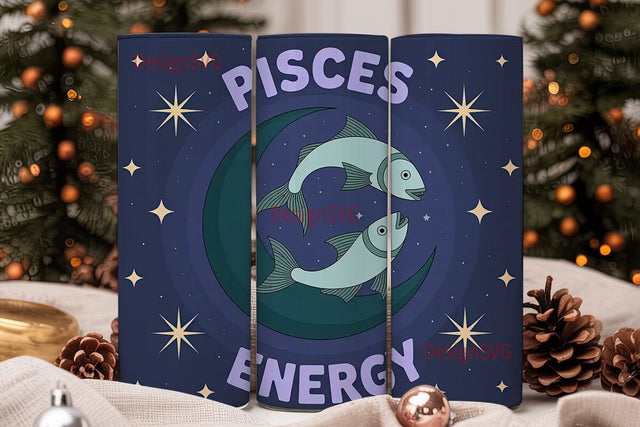 Pisces Energy 20oz Tumbler Wrap Sublimation DesignSVG 