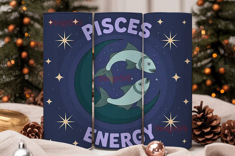 Pisces Energy 20oz Tumbler Wrap Sublimation DesignSVG 
