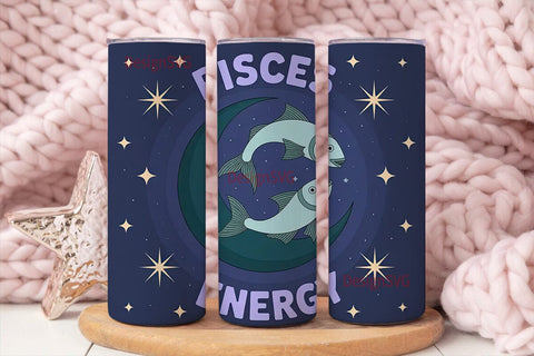 Pisces Energy 20oz Tumbler Wrap Sublimation DesignSVG 