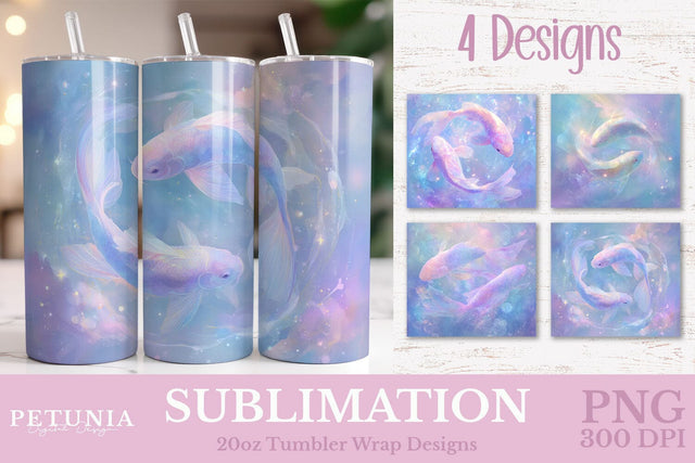 Pisces Glitter Tumbler Wrap 20oz Skinny PNG Sublimation Sublimation Petunia Digital Design 