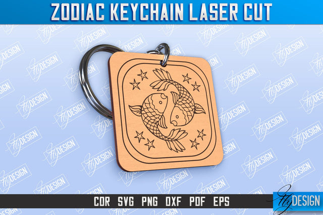 Pisces Keychain Laser Cut | Astrology Design | Zodiac Sign | CNC File SVG Fly Design 