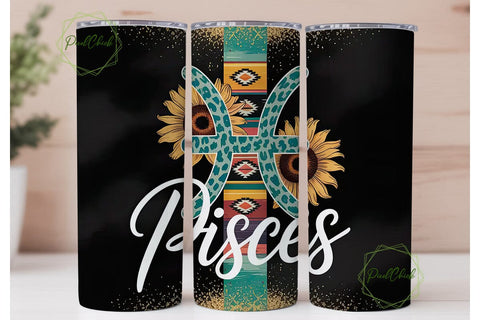 Pisces Zodiac 20oz Tumbler Wrap Sublimation PixelChick 