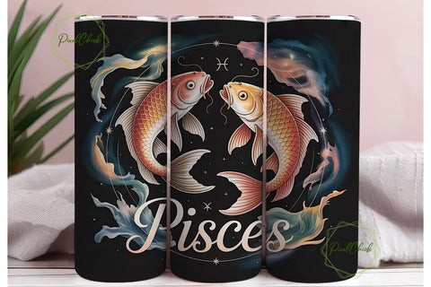 Pisces Zodiac 20oz Tumbler Wrap Sublimation PixelChick 