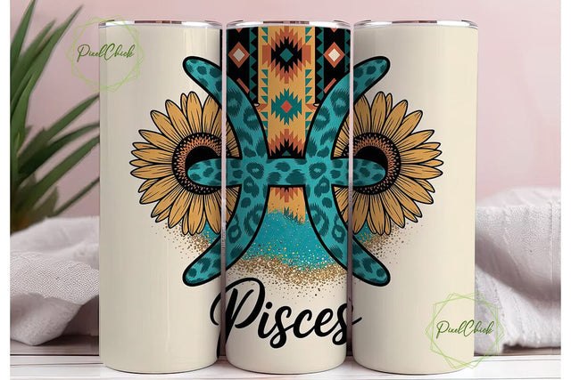 Pisces Zodiac 20oz Tumbler Wrap Sublimation PixelChick 