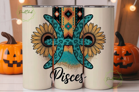 Pisces Zodiac 20oz Tumbler Wrap Sublimation PixelChick 