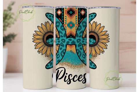Pisces Zodiac 20oz Tumbler Wrap Sublimation PixelChick 