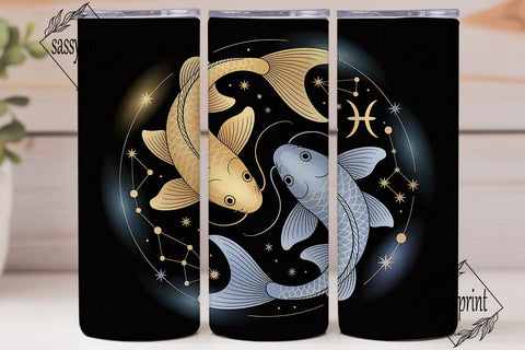 Pisces Zodiac 20oz Tumbler Wrap Sublimation sassyprint 