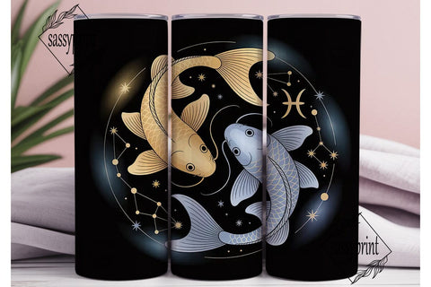Pisces Zodiac 20oz Tumbler Wrap Sublimation sassyprint 